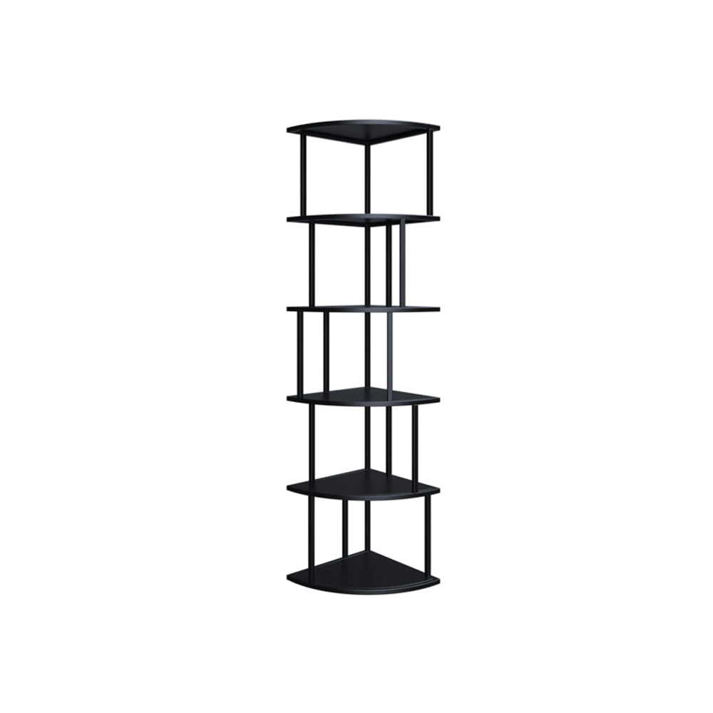 Scandinavian Iron Corner Bookshelf Vertical Open Bookcase for Bedroom 13.8"L x 13.8"W x 63"H Black Clearhalo 'Bookcases' 'furn' 'furn_bookcases' 'Furniture' 'furniture_bookcases' 'Office Furniture' 4887322