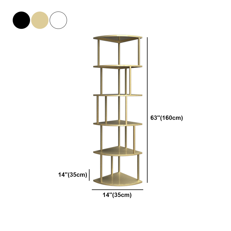 Scandinavian Iron Corner Bookshelf Vertical Open Bookcase for Bedroom Clearhalo 'Bookcases' 'furn' 'furn_bookcases' 'Furniture' 'furniture_bookcases' 'Office Furniture' 4887326