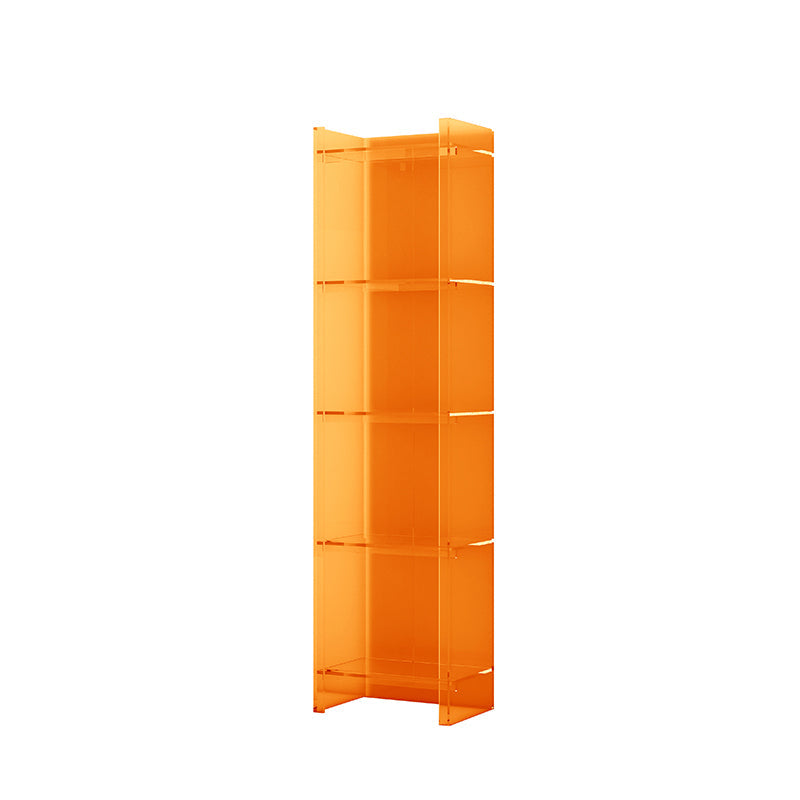 Closed Back Bookshelf Scandinavian Style Bookcase for Home Office 15.7"L x 9.8"W x 59.8"H Orange Clearhalo 'Bookcases' 'furn' 'furn_bookcases' 'Furniture' 'furniture_bookcases' 'Office Furniture' 4887350