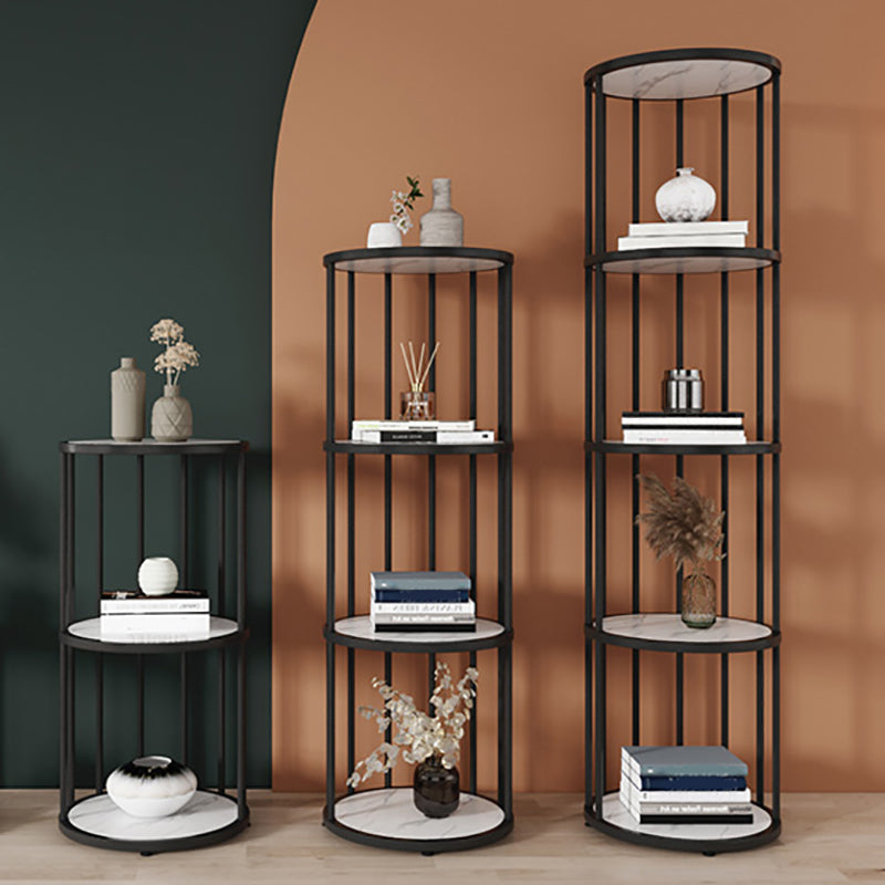 Scandinavian Open Corner Bookshelf with Metal Frame Manufactured Wood Bookcase Clearhalo 'Bookcases' 'furn' 'furn_bookcases' 'Furniture' 'furniture_bookcases' 'Office Furniture' 4887359