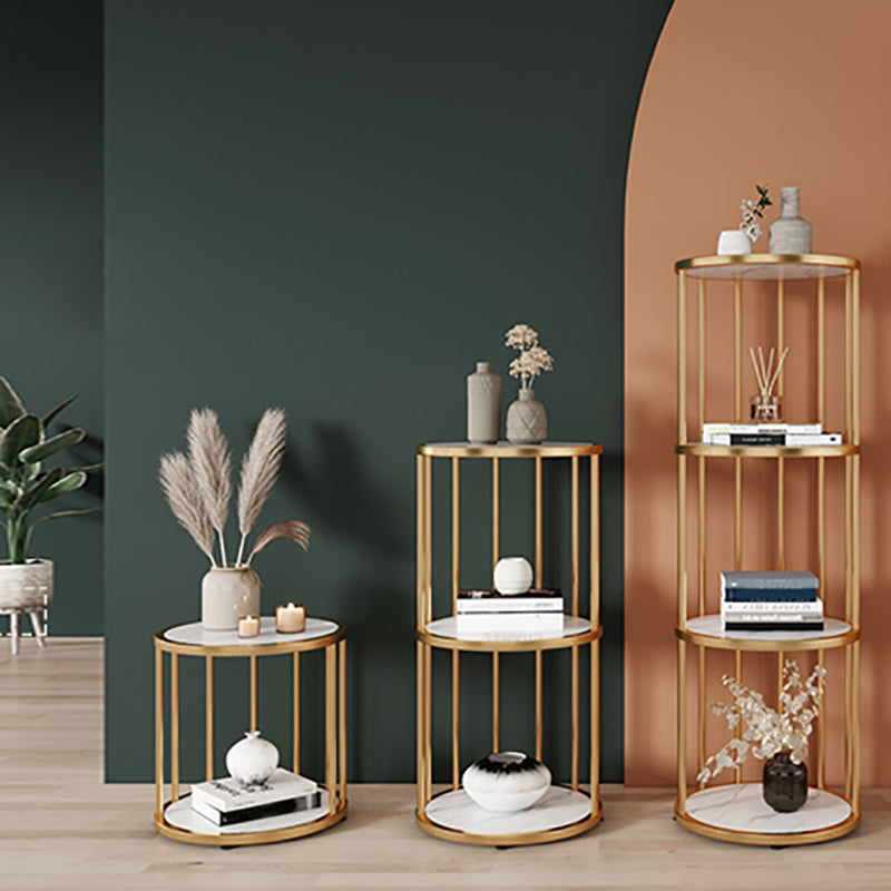 Scandinavian Open Corner Bookshelf with Metal Frame Manufactured Wood Bookcase Clearhalo 'Bookcases' 'furn' 'furn_bookcases' 'Furniture' 'furniture_bookcases' 'Office Furniture' 4887362