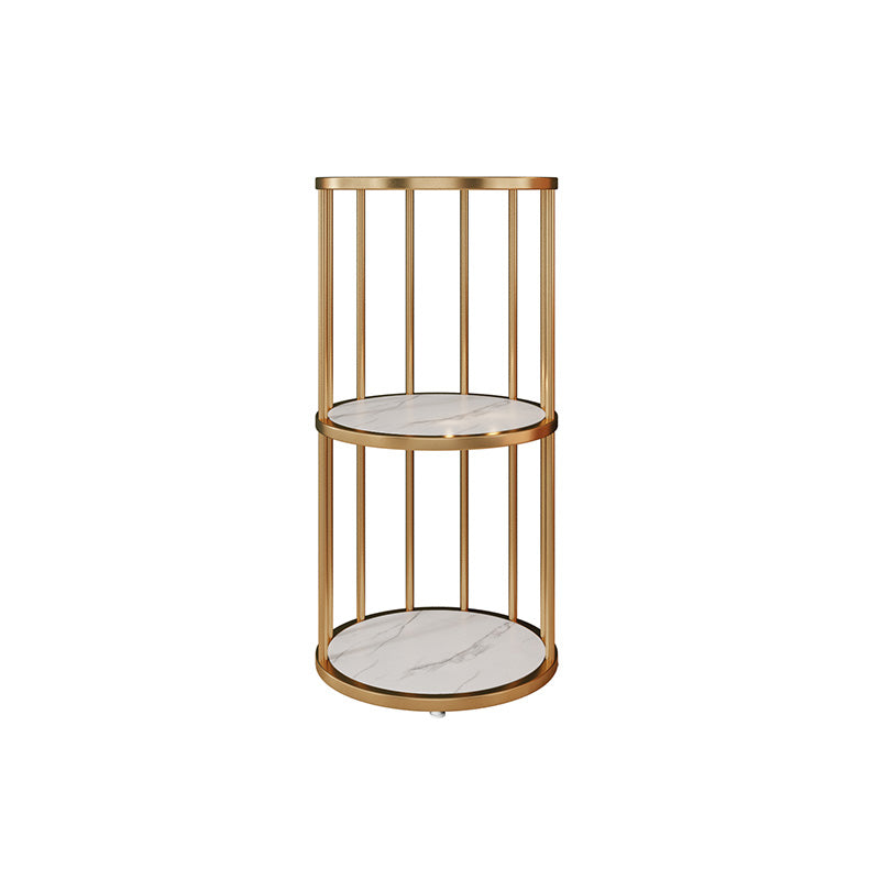 Scandinavian Open Corner Bookshelf with Metal Frame Manufactured Wood Bookcase 12"L x 12"W x 31.5"H Gold Clearhalo 'Bookcases' 'furn' 'furn_bookcases' 'Furniture' 'furniture_bookcases' 'Office Furniture' 4887364