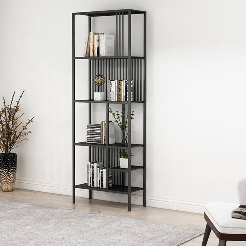 Metal Open Back Bookshelf Industrial Vertical Bookcase for Living Room 23.6"L x 11.8"W x 76.8"H Black Clearhalo 'Bookcases' 'furn' 'furn_bookcases' 'Furniture' 'furniture_bookcases' 'Office Furniture' 4887385