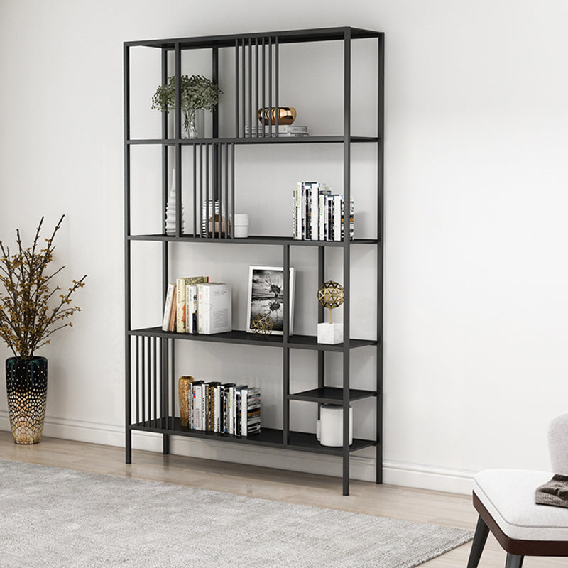 Metal Open Back Bookshelf Industrial Vertical Bookcase for Living Room 35.4"L x 11.8"W x 76.8"H Black Clearhalo 'Bookcases' 'furn' 'furn_bookcases' 'Furniture' 'furniture_bookcases' 'Office Furniture' 4887388
