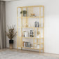 Metal Open Back Bookshelf Industrial Vertical Bookcase for Living Room 35.4"L x 11.8"W x 76.8"H White-Gold Clearhalo 'Bookcases' 'furn' 'furn_bookcases' 'Furniture' 'furniture_bookcases' 'Office Furniture' 4887391