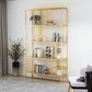Metal Open Back Bookshelf Industrial Vertical Bookcase for Living Room 35.4"L x 11.8"W x 76.8"H Gold Clearhalo 'Bookcases' 'furn' 'furn_bookcases' 'Furniture' 'furniture_bookcases' 'Office Furniture' 4887395