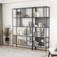 Metal Open Back Bookshelf Industrial Vertical Bookcase for Living Room 59.1"L x 11.8"W x 76.8"H White-Black Clearhalo 'Bookcases' 'furn' 'furn_bookcases' 'Furniture' 'furniture_bookcases' 'Office Furniture' 4887400