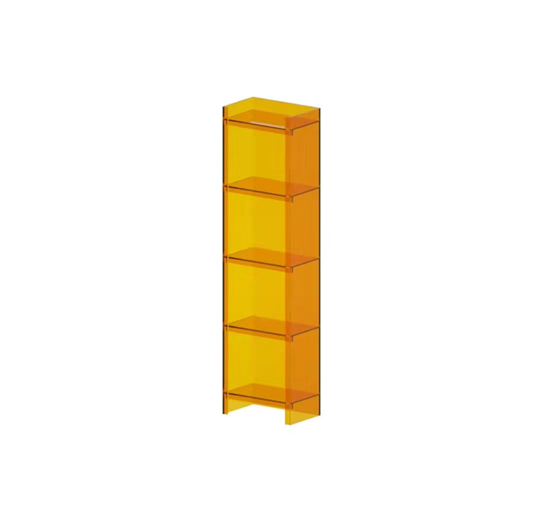 Acrylic Bookshelf Scandinavian Style Closed Back Bookcase for Home Office Study Room 15.7"L x 9.8"W x 59.8"H Orange Clearhalo 'Bookcases' 'furn' 'furn_bookcases' 'Furniture' 'furniture_bookcases' 'Office Furniture' 4887413