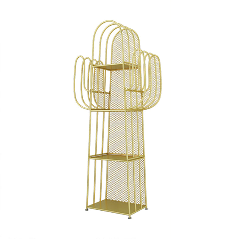 Glam Style Metal Bookshelf 4-shelf Closed Back Bookcase for Home Gold Clearhalo 'Bookcases' 'furn' 'furn_bookcases' 'Furniture' 'furniture_bookcases' 'Office Furniture' 4887455