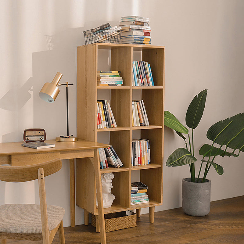 Natural Scandinavian Etagere Bookshelf White Oak Open Bookcase Clearhalo 'Bookcases' 'furn' 'furn_bookcases' 'Furniture' 'furniture_bookcases' 'Office Furniture' 4887475
