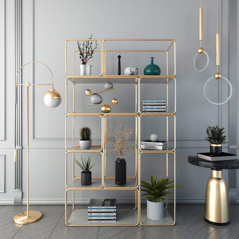 Glam Style Metal Bookshelf Etagere Shelf Bookcase for Home Office Clearhalo 'Bookcases' 'furn' 'furn_bookcases' 'Furniture' 'furniture_bookcases' 'Office Furniture' 4887482