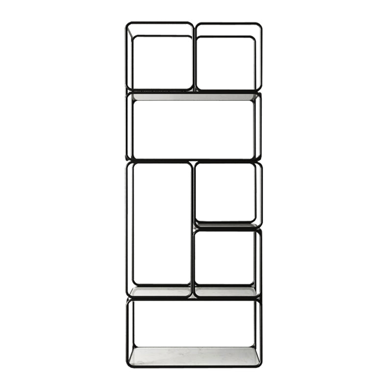Glam Style Metal Bookshelf Etagere Shelf Bookcase for Home Office 23.6"L x 13.4"W x 59.1"H Black Clearhalo 'Bookcases' 'furn' 'furn_bookcases' 'Furniture' 'furniture_bookcases' 'Office Furniture' 4887483