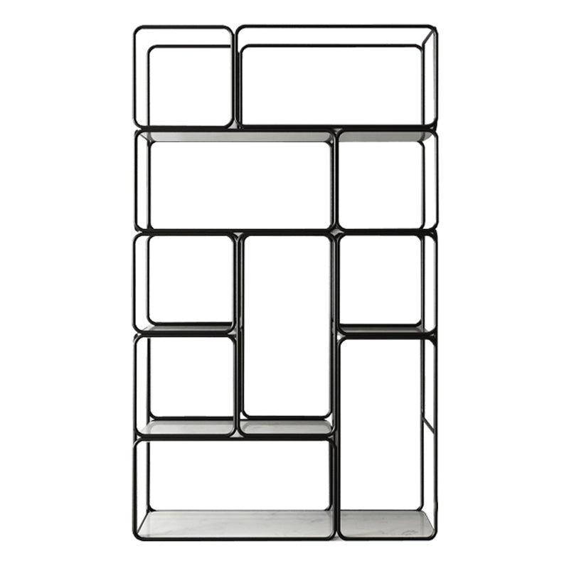 Glam Style Metal Bookshelf Etagere Shelf Bookcase for Home Office 35.4"L x 13.4"W x 59.1"H Black Clearhalo 'Bookcases' 'furn' 'furn_bookcases' 'Furniture' 'furniture_bookcases' 'Office Furniture' 4887484