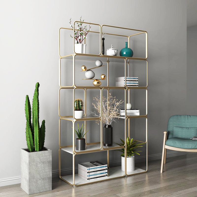 Glam Style Metal Bookshelf Etagere Shelf Bookcase for Home Office Clearhalo 'Bookcases' 'furn' 'furn_bookcases' 'Furniture' 'furniture_bookcases' 'Office Furniture' 4887485