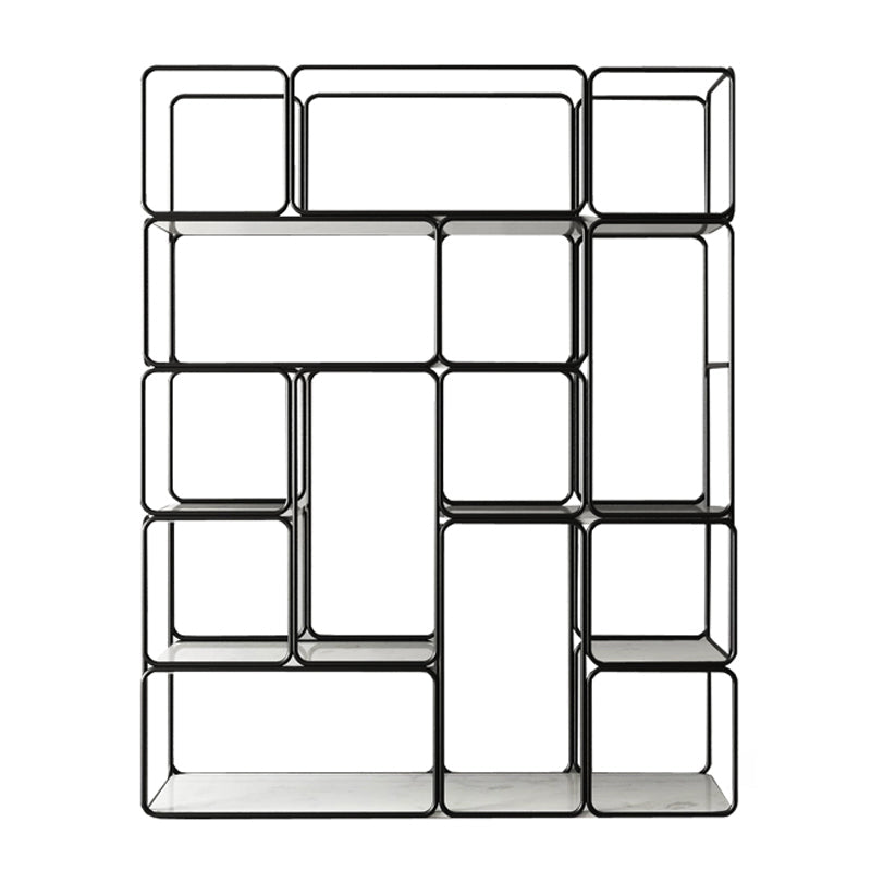 Glam Style Metal Bookshelf Etagere Shelf Bookcase for Home Office 47.2"L x 13.4"W x 59.1"H Black Clearhalo 'Bookcases' 'furn' 'furn_bookcases' 'Furniture' 'furniture_bookcases' 'Office Furniture' 4887486