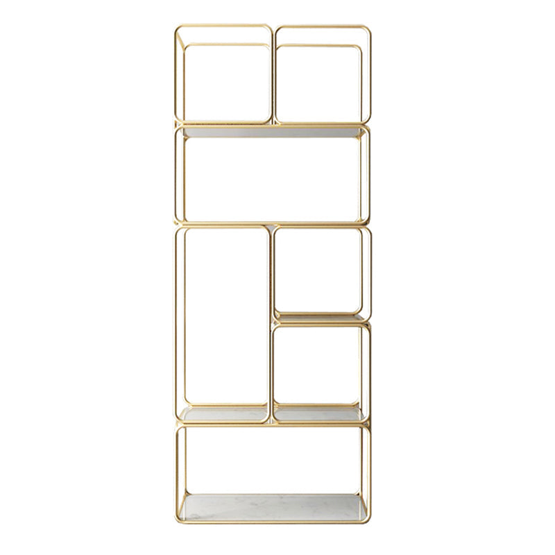 Glam Style Metal Bookshelf Etagere Shelf Bookcase for Home Office 23.6"L x 13.4"W x 59.1"H Gold Clearhalo 'Bookcases' 'furn' 'furn_bookcases' 'Furniture' 'furniture_bookcases' 'Office Furniture' 4887488
