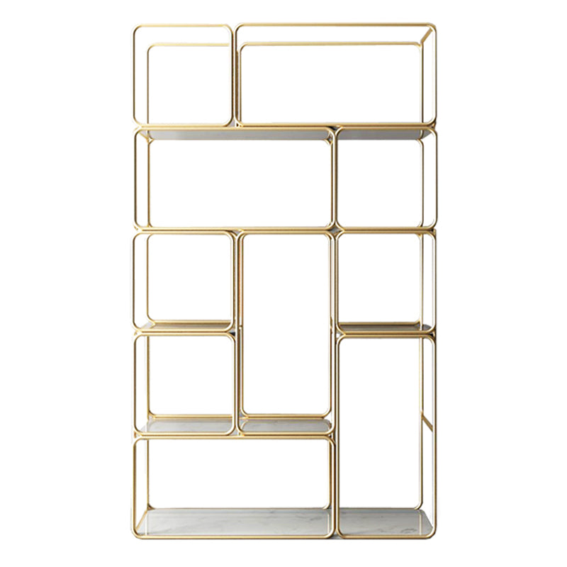 Glam Style Metal Bookshelf Etagere Shelf Bookcase for Home Office 35.4"L x 13.4"W x 59.1"H Gold Clearhalo 'Bookcases' 'furn' 'furn_bookcases' 'Furniture' 'furniture_bookcases' 'Office Furniture' 4887490