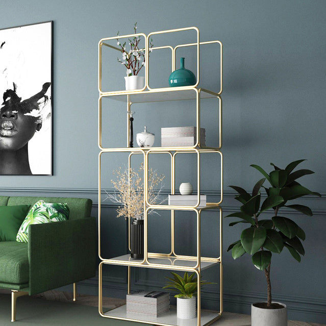 Glam Style Metal Bookshelf Etagere Shelf Bookcase for Home Office Clearhalo 'Bookcases' 'furn' 'furn_bookcases' 'Furniture' 'furniture_bookcases' 'Office Furniture' 4887495