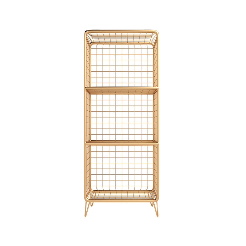 Glam Iron Standard Bookshelf Gold and Black Vertical Bookcase for Bedroom 14"L x 12"W x 35"H Gold Clearhalo 'Bookcases' 'furn' 'furn_bookcases' 'Furniture' 'furniture_bookcases' 'Office Furniture' 4887541