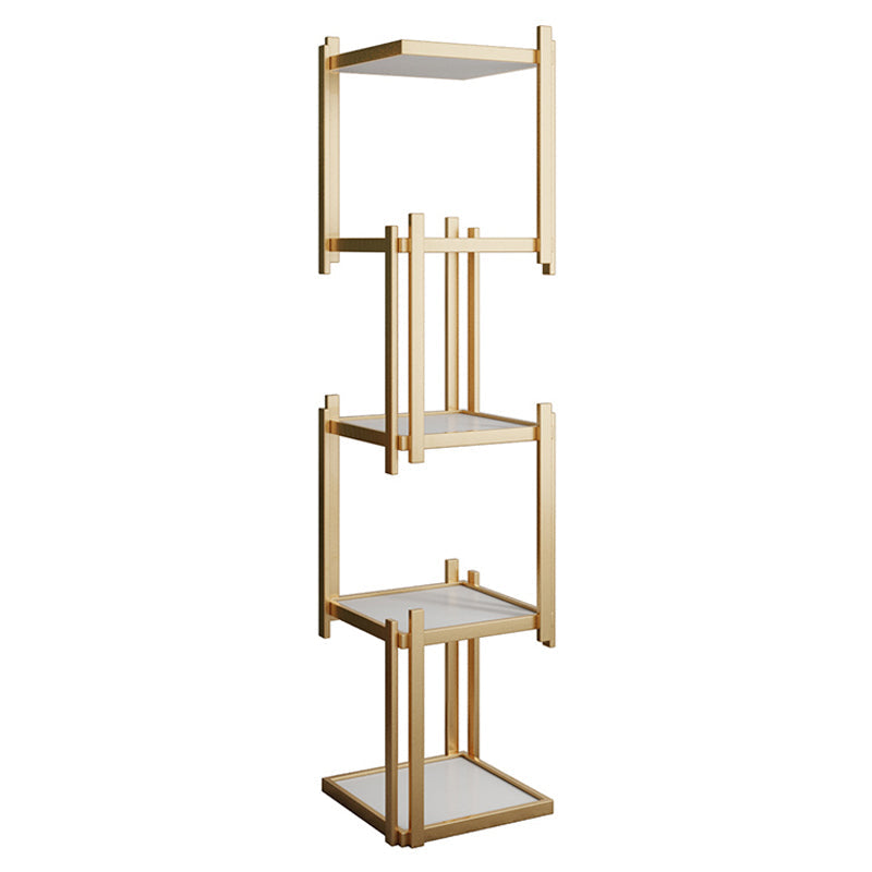 Glam Style Open Bookshelf Vertical Shelf Bookcase for Home Office 11.8"L x 11.8"W x 54.3"H Gold Clearhalo 'Bookcases' 'furn' 'furn_bookcases' 'Furniture' 'furniture_bookcases' 'Office Furniture' 4887579