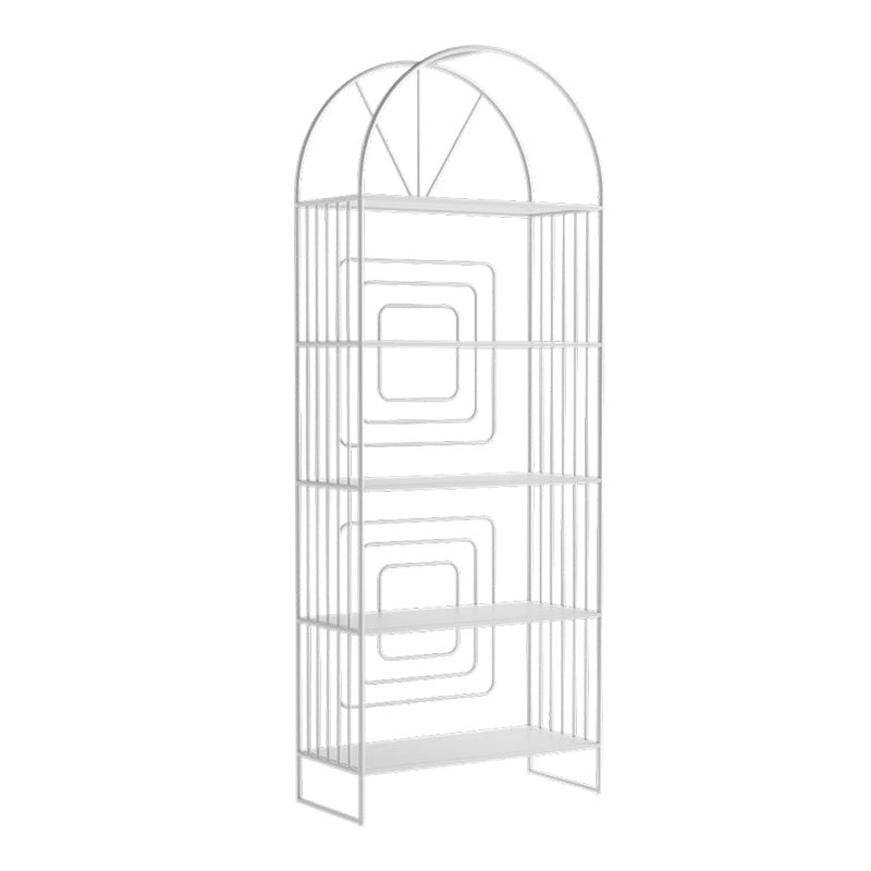 Metal Standard Bookcase Scandinavian Style Open Back Bookshelf 23.6"L x 11"W x 63"H White Clearhalo 'Bookcases' 'furn' 'furn_bookcases' 'Furniture' 'furniture_bookcases' 'Office Furniture' 4888222