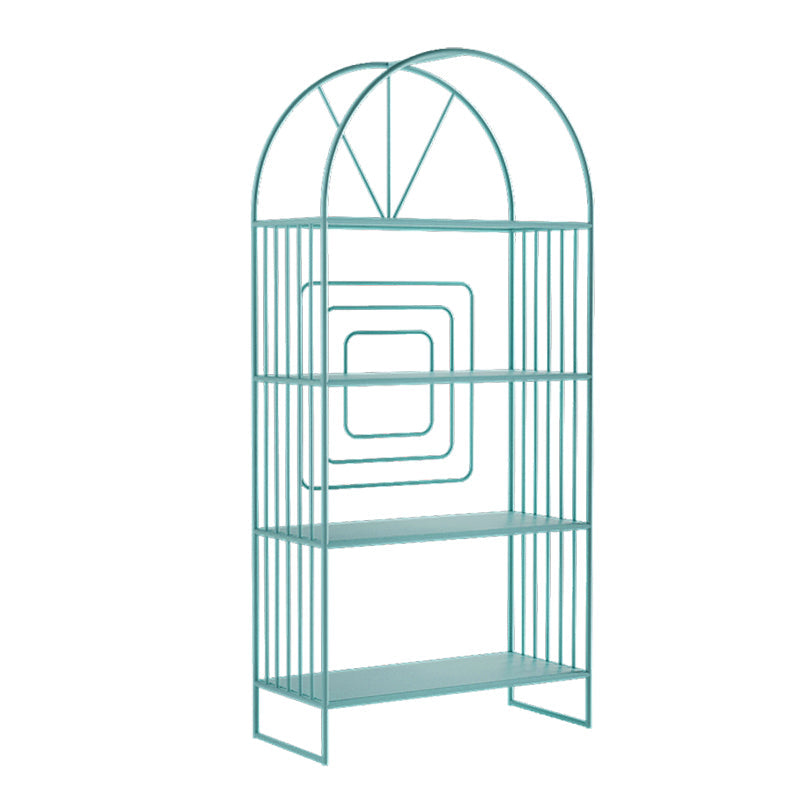 Metal Standard Bookcase Scandinavian Style Open Back Bookshelf 24"L x 11"W x 51"H Blue Clearhalo 'Bookcases' 'furn' 'furn_bookcases' 'Furniture' 'furniture_bookcases' 'Office Furniture' 4888228