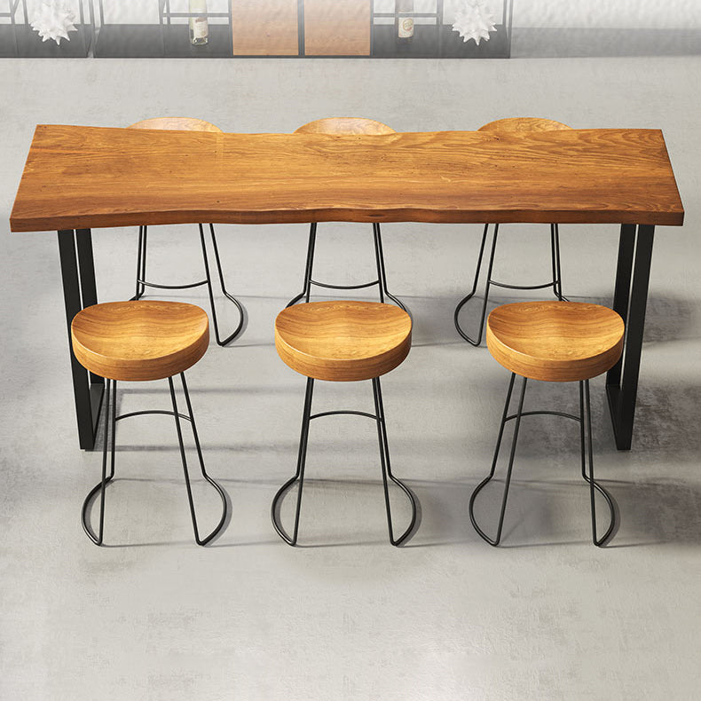 Industrial Bar Dining Table Solid Wood Bar Dining Table with Sled Base 63"L x 15.7"W x 41.3"H Without Chairs Clearhalo 'Bar Furniture' 'Bar Tables' 'bar_tables' 'furn' 'furn_bar_tables' 'Furniture' 'furniture_bar_tables' 'Kitchen & Dining Furniture' 4888268
