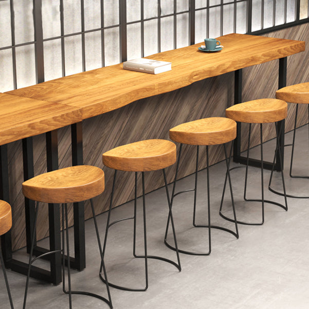 Industrial Bar Dining Table Solid Wood Bar Dining Table with Sled Base 70.9"L x 15.7"W x 41.3"H Without Chairs Clearhalo 'Bar Furniture' 'Bar Tables' 'bar_tables' 'furn' 'furn_bar_tables' 'Furniture' 'furniture_bar_tables' 'Kitchen & Dining Furniture' 4888269