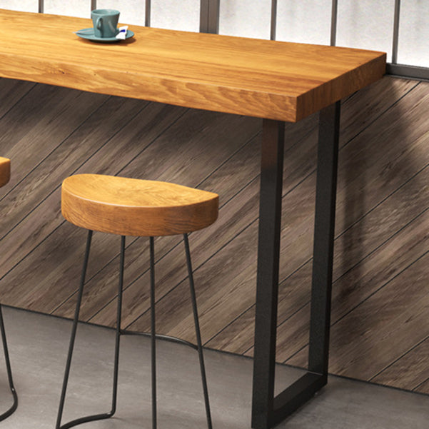 Industrial Bar Dining Table Solid Wood Bar Dining Table with Sled Base Clearhalo 'Bar Furniture' 'Bar Tables' 'bar_tables' 'furn' 'furn_bar_tables' 'Furniture' 'furniture_bar_tables' 'Kitchen & Dining Furniture' 4888276