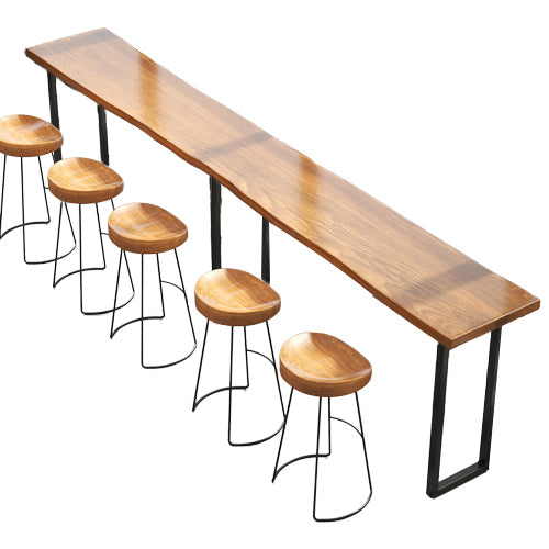 Industrial Bar Dining Table Solid Wood Bar Dining Table with Sled Base Clearhalo 'Bar Furniture' 'Bar Tables' 'bar_tables' 'furn' 'furn_bar_tables' 'Furniture' 'furniture_bar_tables' 'Kitchen & Dining Furniture' 4888278