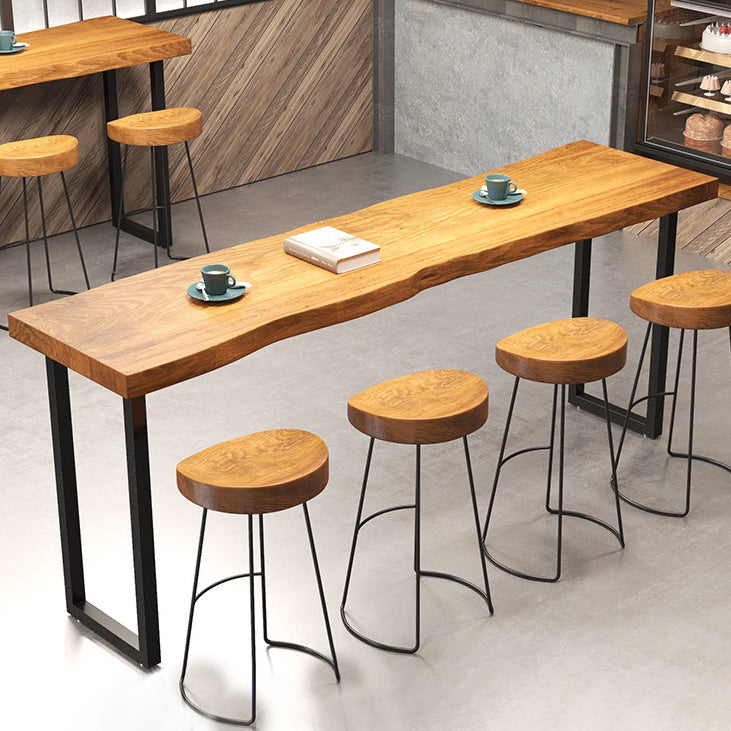 Industrial Bar Dining Table Solid Wood Bar Dining Table with Sled Base Clearhalo 'Bar Furniture' 'Bar Tables' 'bar_tables' 'furn' 'furn_bar_tables' 'Furniture' 'furniture_bar_tables' 'Kitchen & Dining Furniture' 4888279