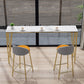 Glam Iron Bar Dining Table with Stone Top Indoor Bistro Table Fixed Table 63"L x 15.7"W x 41.3"H Gold White Clearhalo 'Bar Furniture' 'Bar Tables' 'bar_tables' 'furn' 'furn_bar_tables' 'Furniture' 'furniture_bar_tables' 'Kitchen & Dining Furniture' 4888296