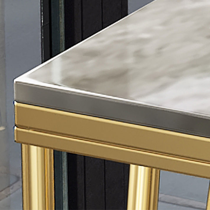 Glam Iron Bar Dining Table with Stone Top Indoor Bistro Table Fixed Table Clearhalo 'Bar Furniture' 'Bar Tables' 'bar_tables' 'furn' 'furn_bar_tables' 'Furniture' 'furniture_bar_tables' 'Kitchen & Dining Furniture' 4888298