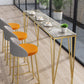 Glam Iron Bar Dining Table with Stone Top Indoor Bistro Table Fixed Table Clearhalo 'Bar Furniture' 'Bar Tables' 'bar_tables' 'furn' 'furn_bar_tables' 'Furniture' 'furniture_bar_tables' 'Kitchen & Dining Furniture' 4888301