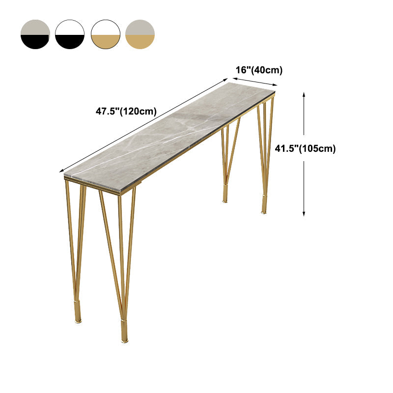 Glam Iron Bar Dining Table with Stone Top Indoor Bistro Table Fixed Table Clearhalo 'Bar Furniture' 'Bar Tables' 'bar_tables' 'furn' 'furn_bar_tables' 'Furniture' 'furniture_bar_tables' 'Kitchen & Dining Furniture' 4888304