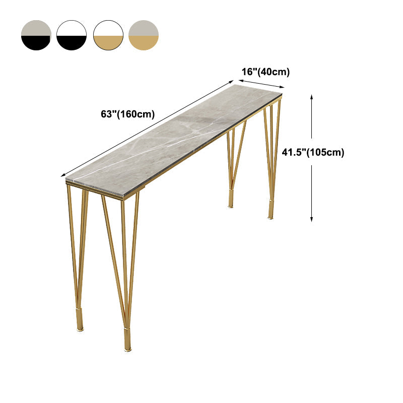 Glam Iron Bar Dining Table with Stone Top Indoor Bistro Table Fixed Table Clearhalo 'Bar Furniture' 'Bar Tables' 'bar_tables' 'furn' 'furn_bar_tables' 'Furniture' 'furniture_bar_tables' 'Kitchen & Dining Furniture' 4888306
