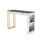 Glam Iron Bar Dining Table Faux Marble Top Indoor Bistro Table with 2-Drawer White-Black Without Chairs Clearhalo 'Bar Furniture' 'Bar Tables' 'bar_tables' 'furn' 'furn_bar_tables' 'Furniture' 'furniture_bar_tables' 'Kitchen & Dining Furniture' 4888313
