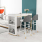 Glam Iron Bar Dining Table Faux Marble Top Indoor Bistro Table with 2-Drawer 55.1"L x 15.7"W x 41.3"H White-Gold Without Chairs Clearhalo 'Bar Furniture' 'Bar Tables' 'bar_tables' 'furn' 'furn_bar_tables' 'Furniture' 'furniture_bar_tables' 'Kitchen & Dining Furniture' 4888314