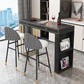 Glam Iron Bar Dining Table Faux Marble Top Indoor Bistro Table with 2-Drawer Clearhalo 'Bar Furniture' 'Bar Tables' 'bar_tables' 'furn' 'furn_bar_tables' 'Furniture' 'furniture_bar_tables' 'Kitchen & Dining Furniture' 4888318