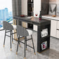 Glam Iron Bar Dining Table Faux Marble Top Indoor Bistro Table with 2-Drawer Clearhalo 'Bar Furniture' 'Bar Tables' 'bar_tables' 'furn' 'furn_bar_tables' 'Furniture' 'furniture_bar_tables' 'Kitchen & Dining Furniture' 4888320
