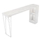 Industrial White Wood Bar Dining Table Stone Top Rectangle Indoor Bistro Table with Shelf White-Black Without Chairs Clearhalo 'Bar Furniture' 'Bar Tables' 'bar_tables' 'furn' 'furn_bar_tables' 'Furniture' 'furniture_bar_tables' 'Kitchen & Dining Furniture' 4888328