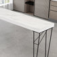 Industrial White Wood Bar Dining Table Stone Top Rectangle Indoor Bistro Table with Shelf Clearhalo 'Bar Furniture' 'Bar Tables' 'bar_tables' 'furn' 'furn_bar_tables' 'Furniture' 'furniture_bar_tables' 'Kitchen & Dining Furniture' 4888333