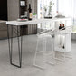 Industrial White Wood Bar Dining Table Stone Top Rectangle Indoor Bistro Table with Shelf Clearhalo 'Bar Furniture' 'Bar Tables' 'bar_tables' 'furn' 'furn_bar_tables' 'Furniture' 'furniture_bar_tables' 'Kitchen & Dining Furniture' 4888336