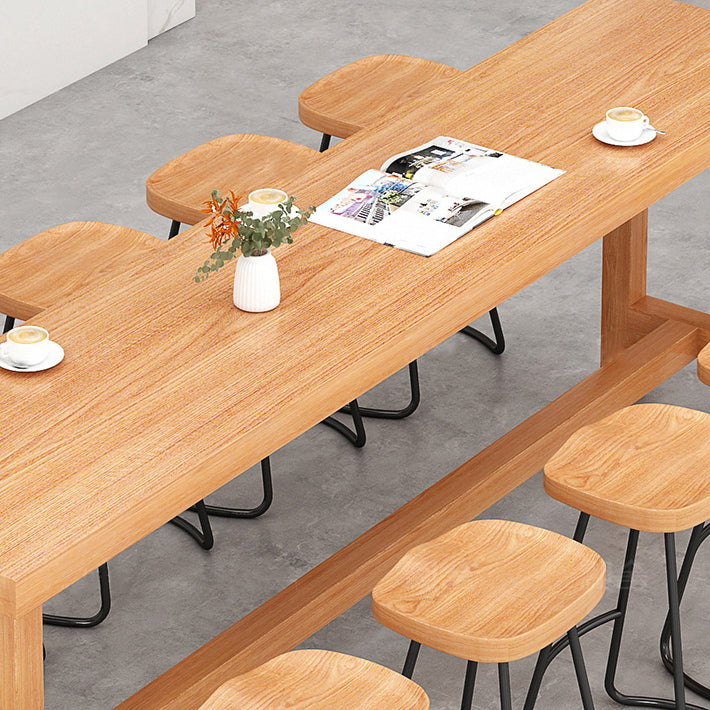 Modern Beige Wood Bar Dining Table Rectangle Indoor Bistro Table with Footrest Clearhalo 'Bar Furniture' 'Bar Tables' 'bar_tables' 'furn' 'furn_bar_tables' 'Furniture' 'furniture_bar_tables' 'Kitchen & Dining Furniture' 4888352
