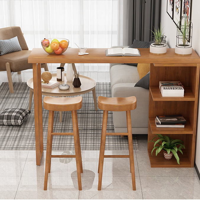 Modern Wood Bar Dining Table Rectangle Indoor Bistro Table with Shelf Clearhalo 'Bar Furniture' 'Bar Tables' 'bar_tables' 'furn' 'furn_bar_tables' 'Furniture' 'furniture_bar_tables' 'Kitchen & Dining Furniture' 4888375