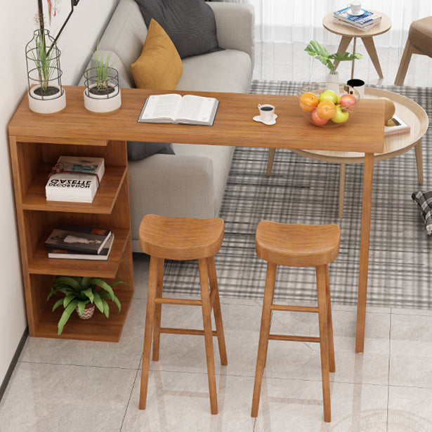 Modern Wood Bar Dining Table Rectangle Indoor Bistro Table with Shelf Clearhalo 'Bar Furniture' 'Bar Tables' 'bar_tables' 'furn' 'furn_bar_tables' 'Furniture' 'furniture_bar_tables' 'Kitchen & Dining Furniture' 4888376