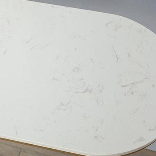 Glam Iron Bar Dining Table with White Stone Top Indoor Bistro Table Fixed Table Clearhalo 'Bar Furniture' 'Bar Tables' 'bar_tables' 'furn' 'furn_bar_tables' 'Furniture' 'furniture_bar_tables' 'Kitchen & Dining Furniture' 4888389