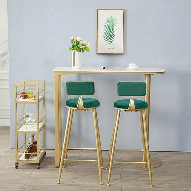 Glam Iron Bar Dining Table with White Stone Top Indoor Bistro Table Fixed Table Clearhalo 'Bar Furniture' 'Bar Tables' 'bar_tables' 'furn' 'furn_bar_tables' 'Furniture' 'furniture_bar_tables' 'Kitchen & Dining Furniture' 4888392