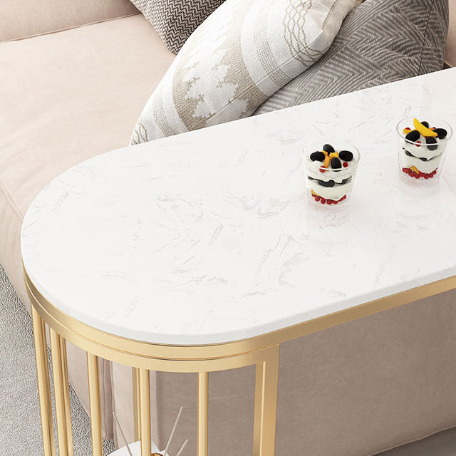 Modern Gold Iron Bar Dining Table Faux Marble Top Indoor Bistro Table with Wine Rack Clearhalo 'Bar Furniture' 'Bar Tables' 'bar_tables' 'furn' 'furn_bar_tables' 'Furniture' 'furniture_bar_tables' 'Kitchen & Dining Furniture' 4888405