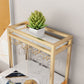 Modern Gold Iron Bar Dining Table Faux Marble Top Indoor Bistro Table with Wine Rack Clearhalo 'Bar Furniture' 'Bar Tables' 'bar_tables' 'furn' 'furn_bar_tables' 'Furniture' 'furniture_bar_tables' 'Kitchen & Dining Furniture' 4888406